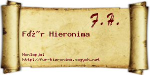 Für Hieronima névjegykártya